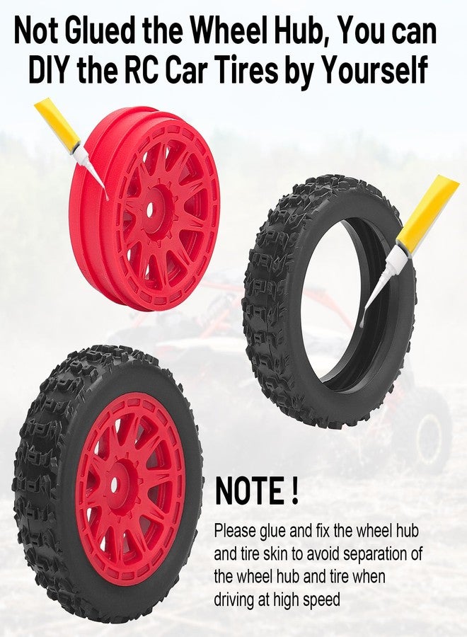daitoku 1/14 RC Wheels and Tires, daitoku 12mm Hex RC Car Tires for 1/14 ARRMA 2S Typhon Grom (Style C) - Red - Image 4